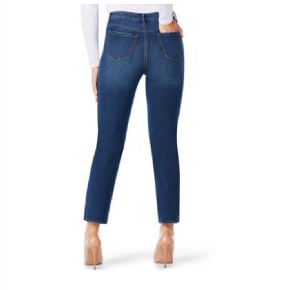 SOFIA Vergara Women Leslie Destructed High-Rise Slim Straight Jeans Blue Size 4 - Picture 3 of 11